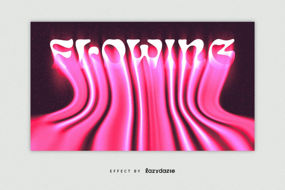 Grooming text with liquid neon glow effect flowing upward