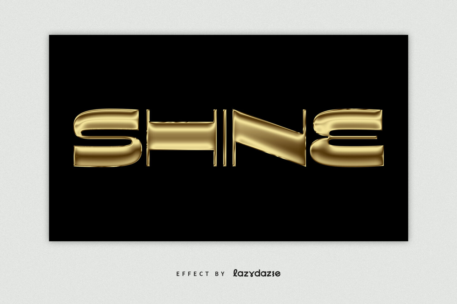 Gold 3D text effect saying SHINE on black background ideal for typography projects fancy fonts or logo design in digital asset marketplace.