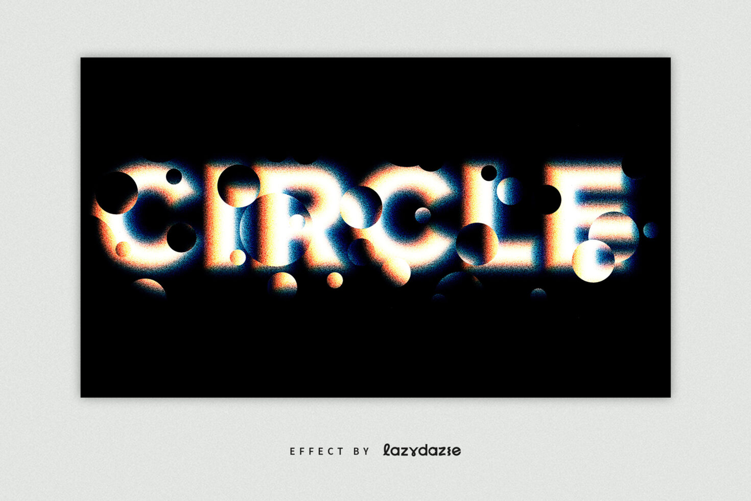 Glowing circle text effect on a dark background, perfect for graphic designers seeking vibrant and dynamic typography assets for creative projects.