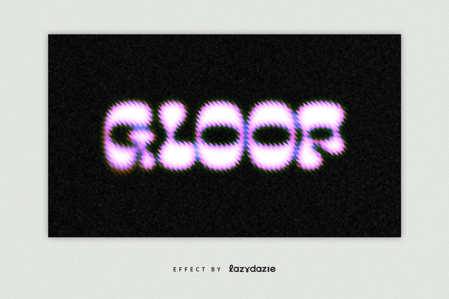 Glitch text graphic reads GLOOP with neon purple effect on black background. Digital asset for designers ideal for typography or poster designs.