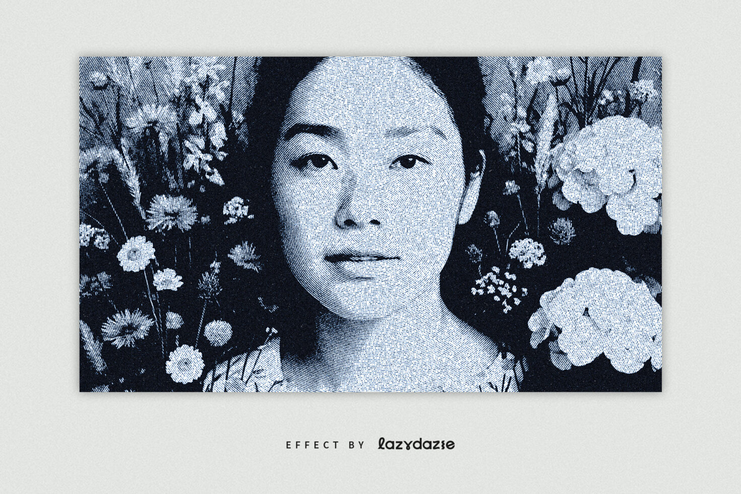 Digital artwork featuring a stylized portrait of a person with floral background. Perfect for graphic design projects or artistic templates. Keywords: portrait, floral, design.