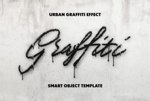 Spray paint text on concrete wall with drips, street art style mockup
