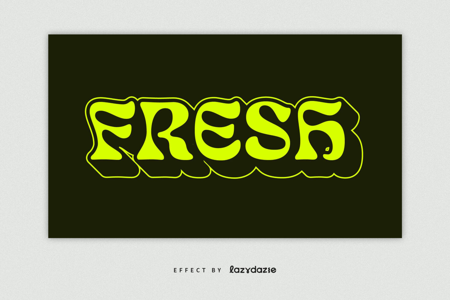 Bold retro font effect reading fresh in neon yellow against dark background perfect for graphic designers cool typography text effect graphic design asset