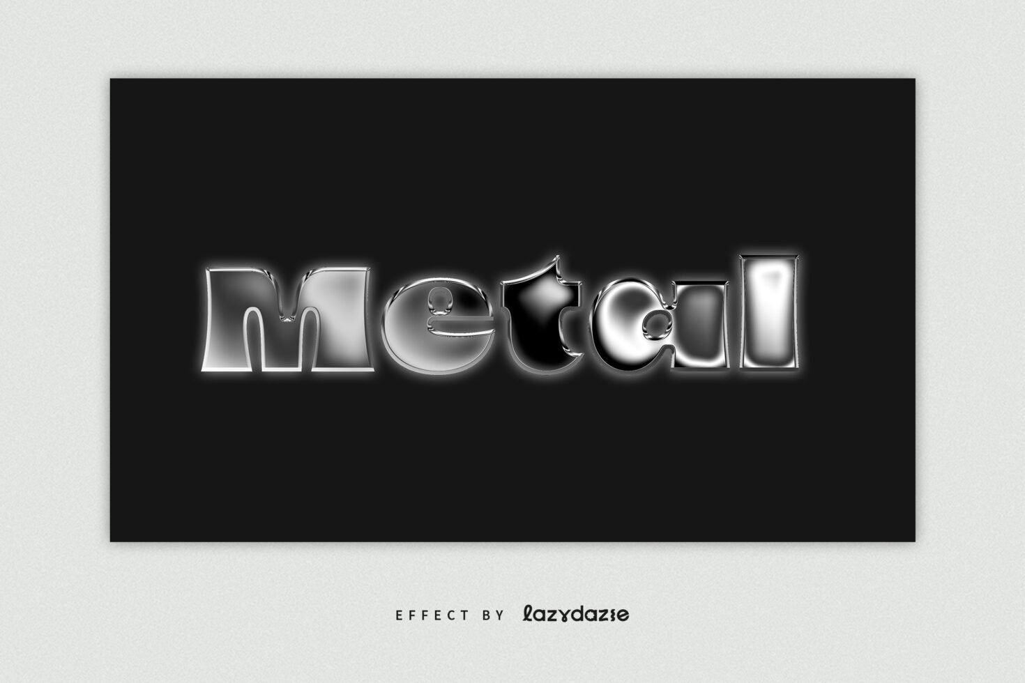 Mockup image of metallic text effect reading Metal on black background ideal for graphic designers fonts typography digital assets design marketplace.