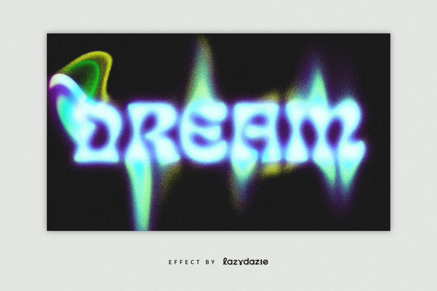 Blurred neon text effect reading Dream against black background ideal for graphic design templates typography digital assets designers marketplace