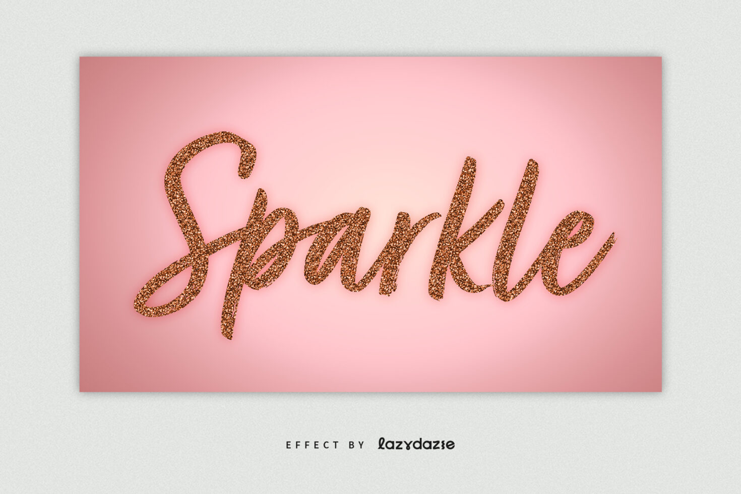 Stylish sparkle text effect in glittery script on a pink gradient background perfect for graphic design templates and typography projects.