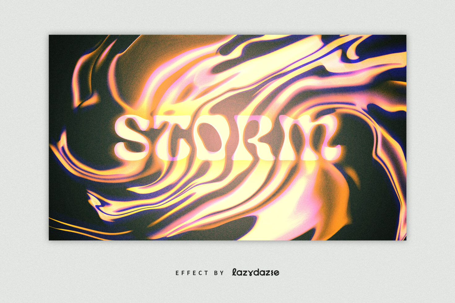 Colorful digital abstract graphic with swirling orange and purple storm text effect for designers, ideal for templates and creative design projects.
