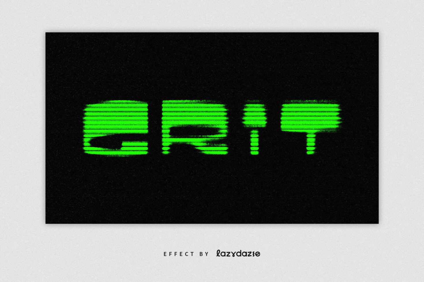 Glowing green glitch text effect spelling grit on a dark background perfect for digital design mockups graphics and bold typography projects.