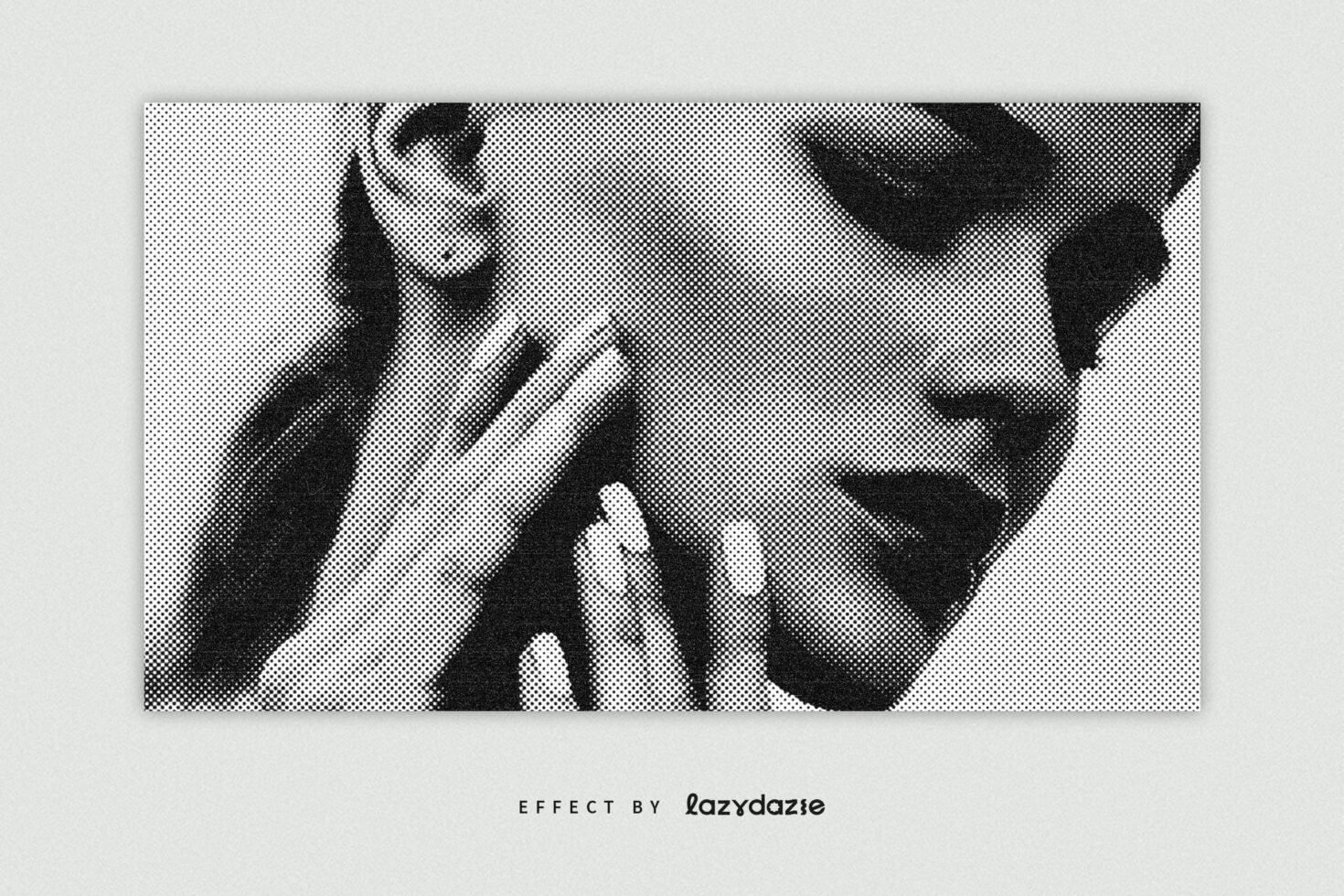 Halftone effect on a woman's portrait graphic perfect for designers. Retro black and white texture ideal for templates and mockups.