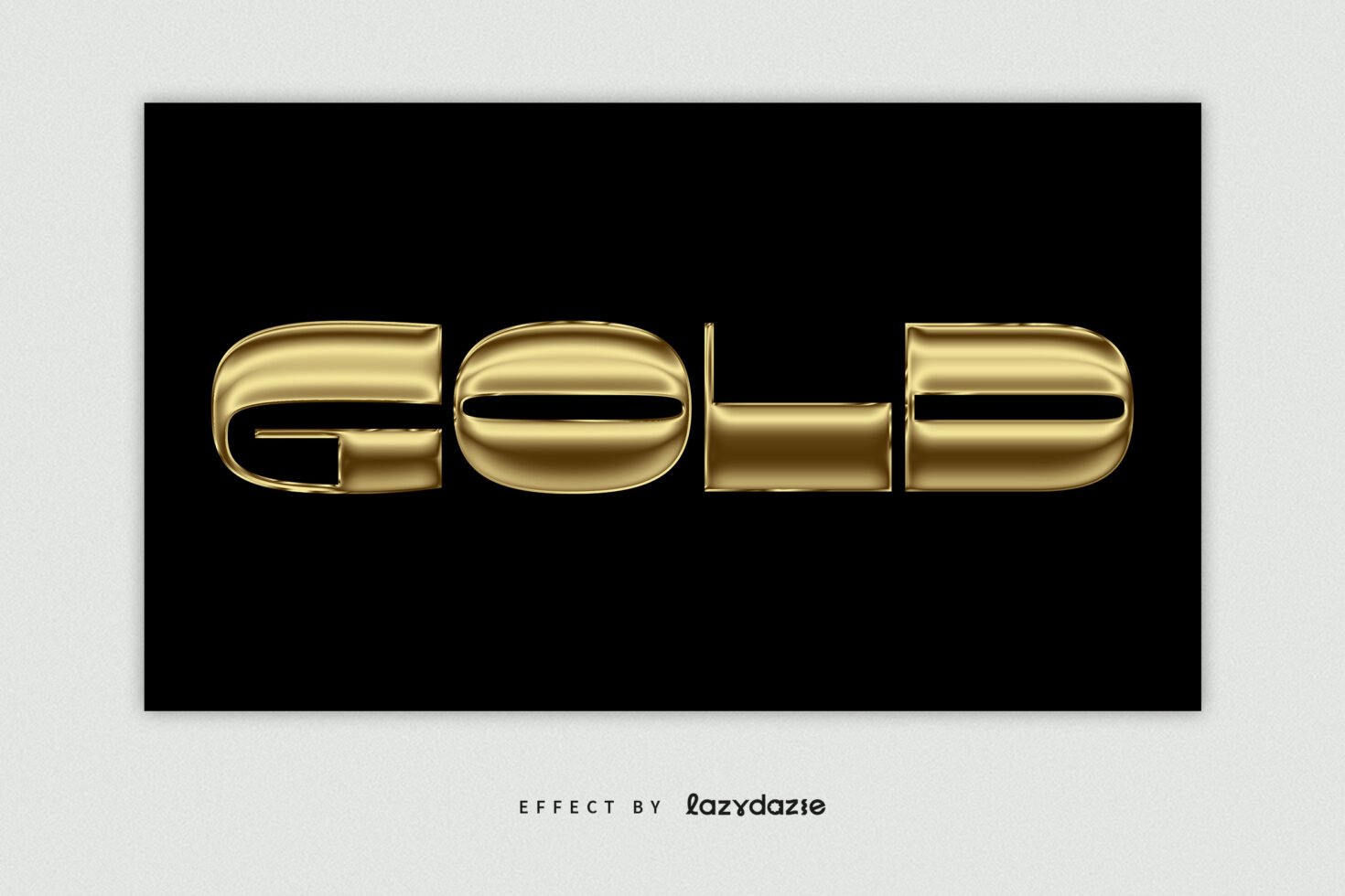 Bold gold 3D metallic text effect on black background for graphic designers ideal for mockups branding typography shiny font template design assets