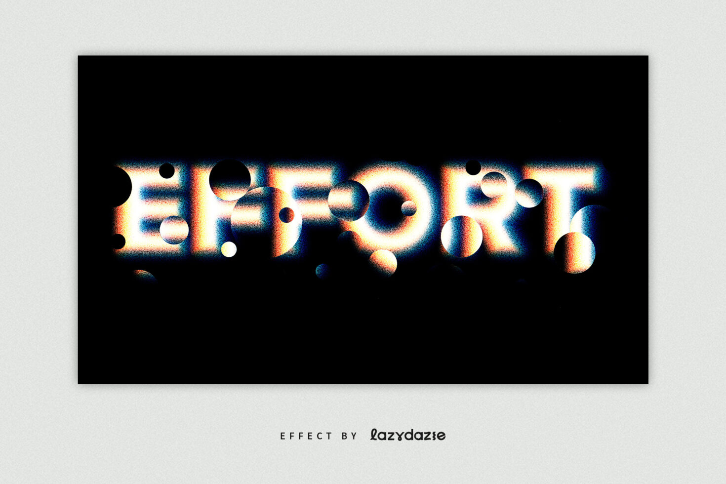 Text effect graphic with the word effort in a distorted neon style against a black background. Suitable for designers in need of unique font visuals.