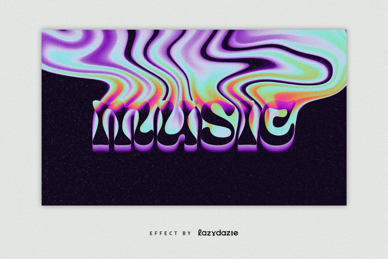 Trippy music text effect with vibrant melting waves ideal for graphic design projects typography trends and digital art resources. Perfect for designers.