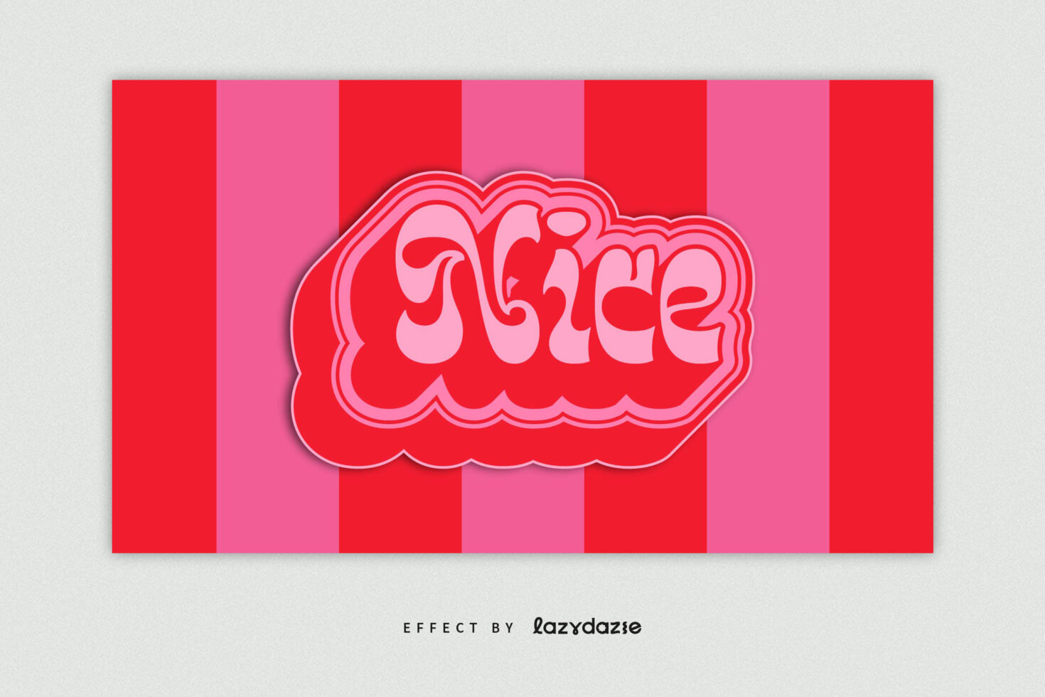 Bold retro typography saying Nice with pink and red stripes background ideal for designers looking for vibrant graphics or text effects. Perfect for templates