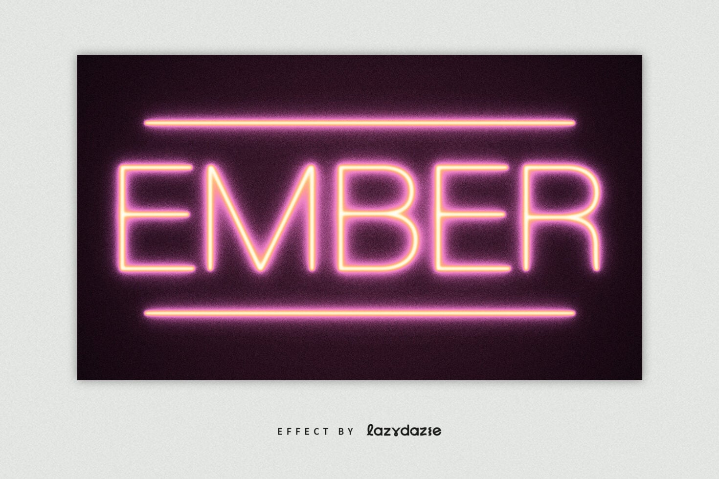 Neon glow text effect with pink yellow outlined letters on dark background