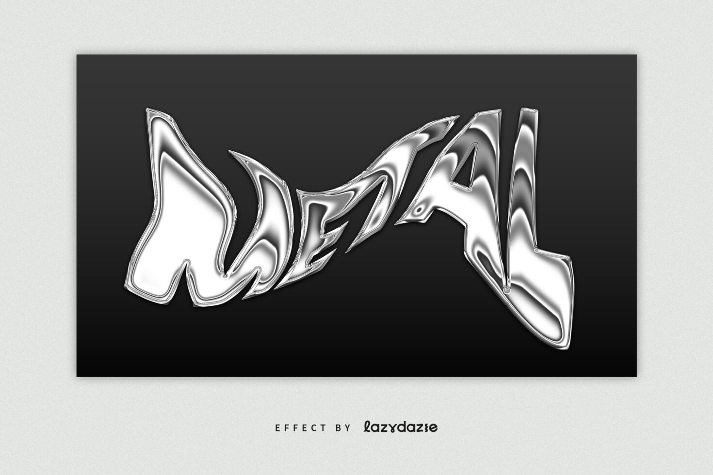 Distorted metal text effect on black background perfect for digital design projects. Ideal for designers seeking unique graphic templates and typography assets.