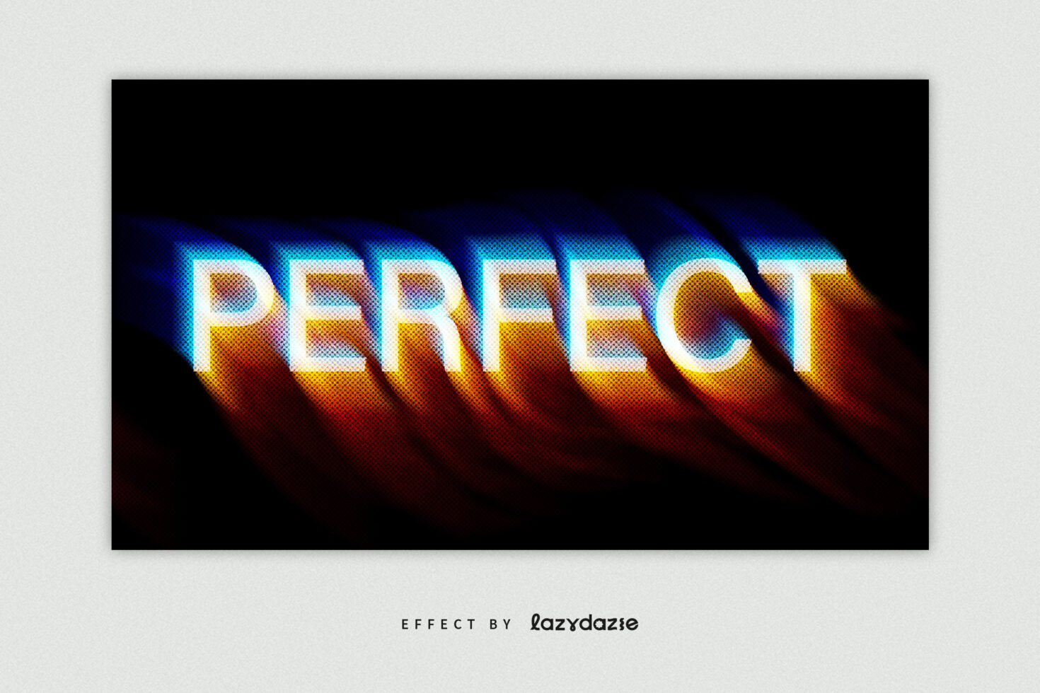 Abstract wavy text effect reading PERFECT with gradient colors on dark background design asset for graphics mockups templates vibrant design.
