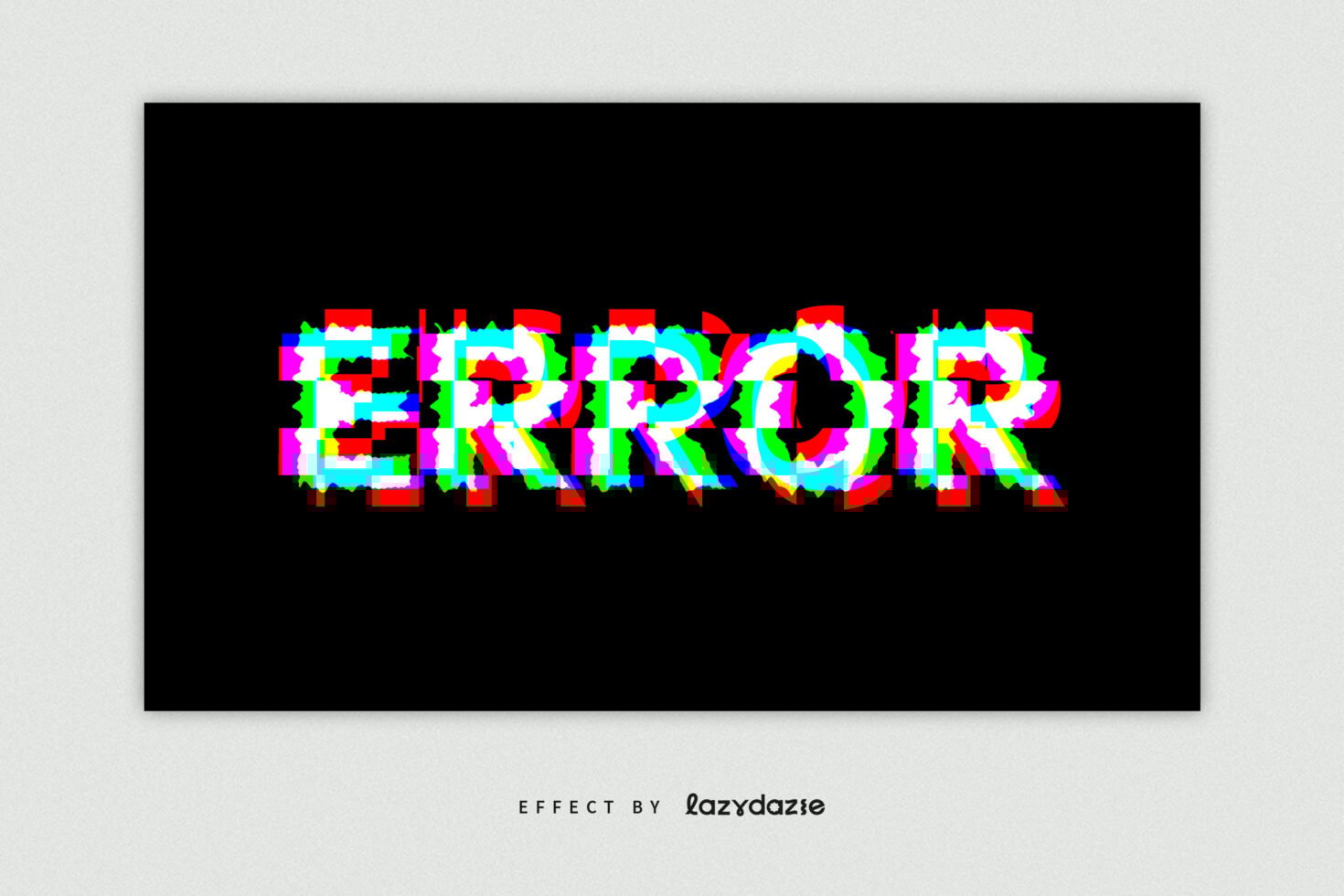 Glitch effect text displaying Error with red blue green distortion on black background. Perfect for designers seeking modern digital graphics assets.