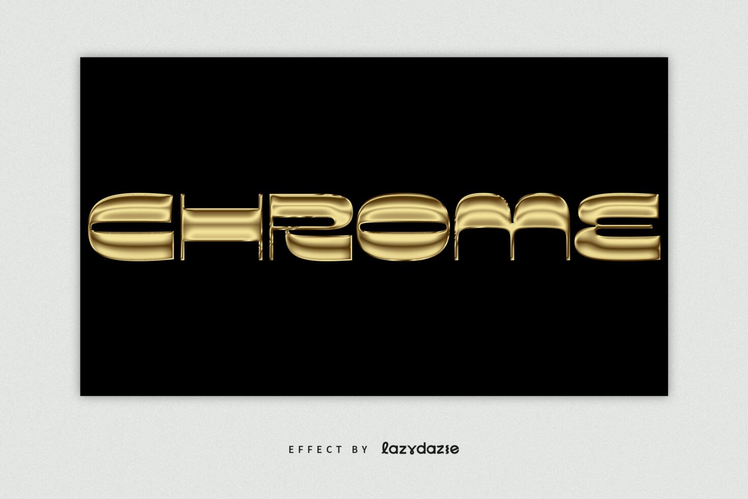 Gold chrome text effect on black background for design projects. Perfect for designers creating modern, metallic typography. Graphics category.