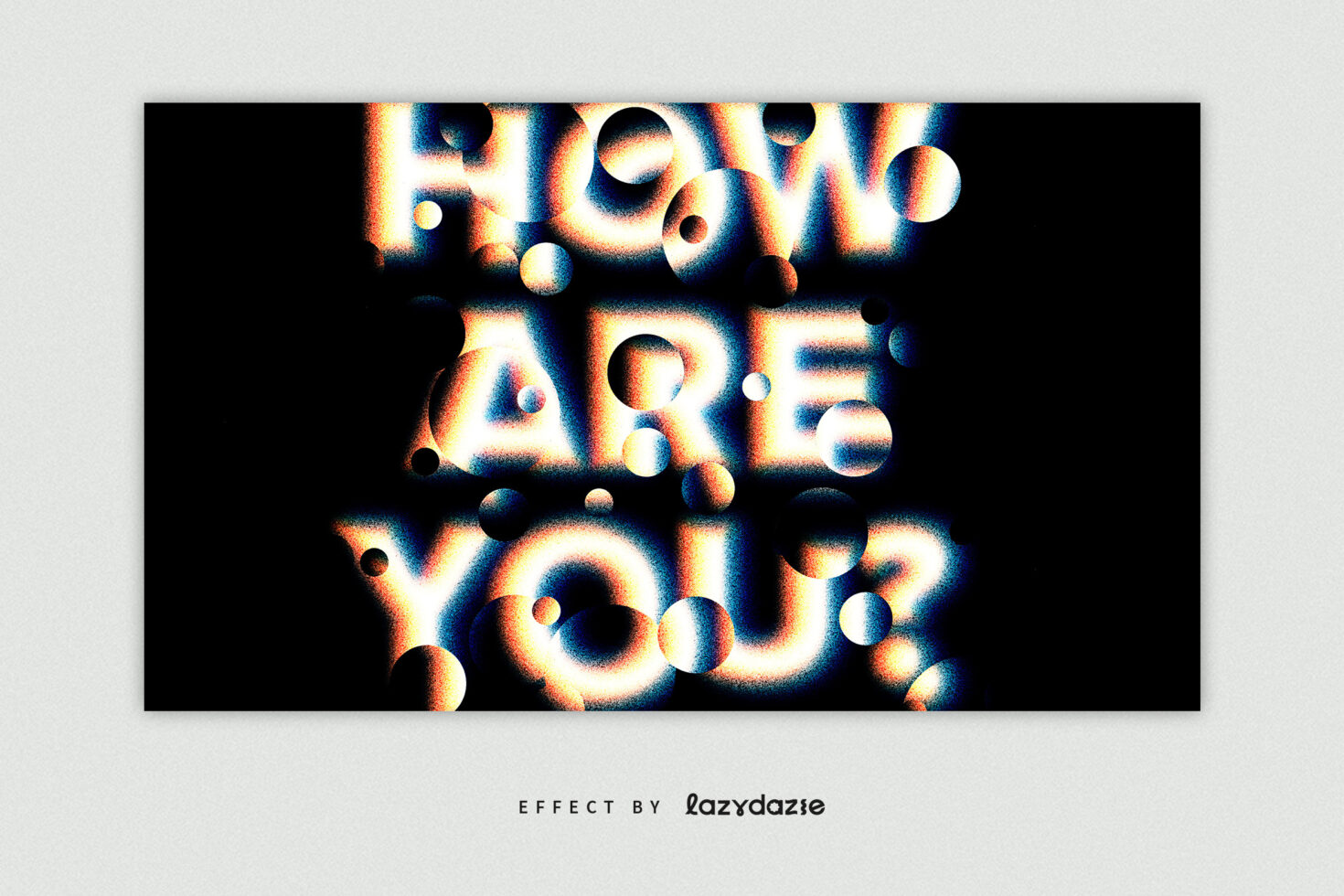 Vibrant abstract typography with colorful gradient text How Are You with circle cutouts on black background. Ideal for graphic design, fonts, typography.