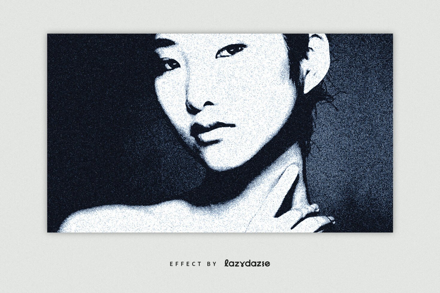 Digital halftone effect template showcasing a stylized portrait, ideal for graphic designers seeking unique texture overlays and creative design assets.