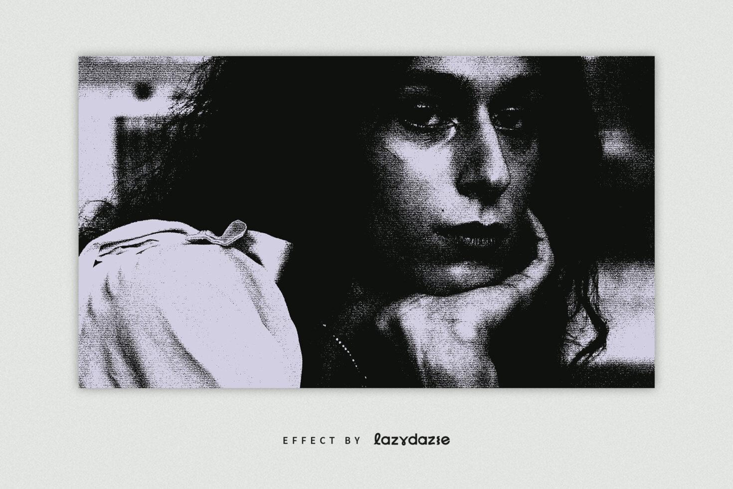Halftone portrait effect for digital design featuring a thoughtful person. Perfect for graphics projects and creative templates. Vintage style SEO friendly.
