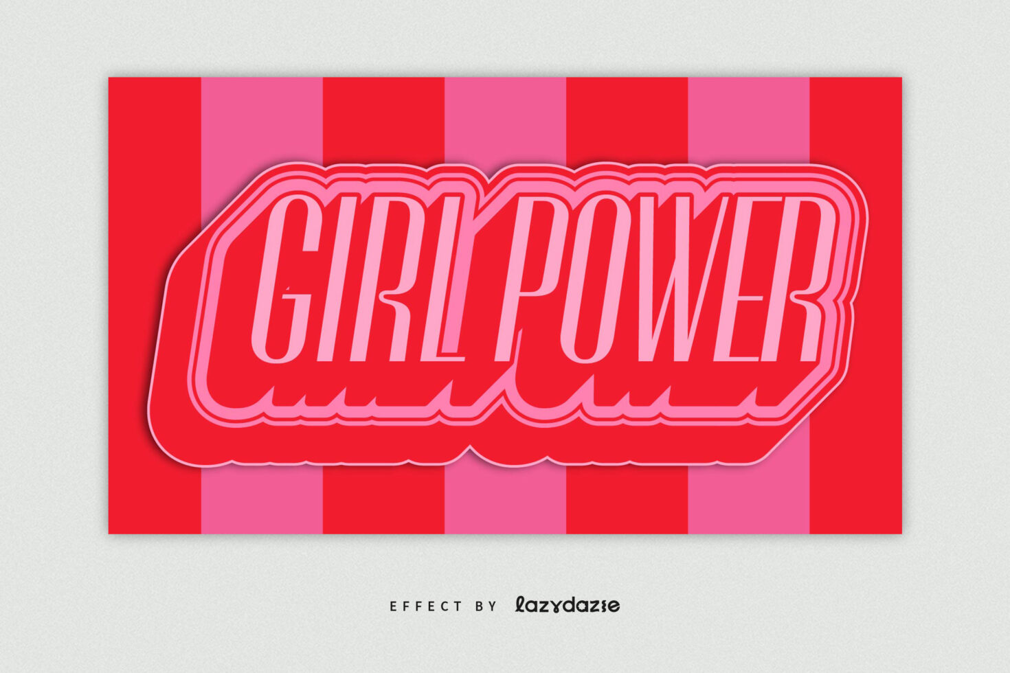 Bold retro typography with the phrase Girl Power in pink and red layers on a striped red background ideal for graphic design projects and templates.