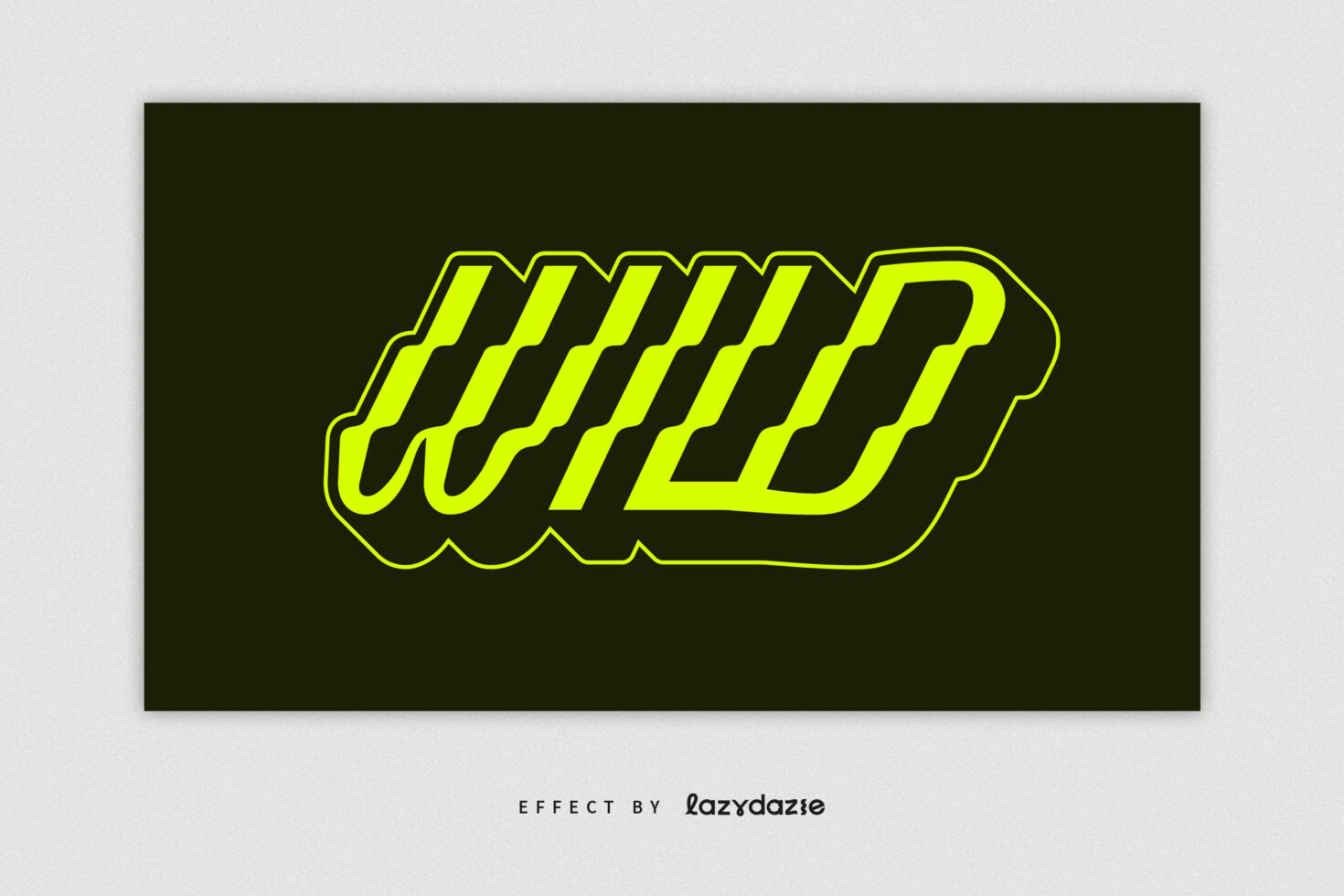 Bold neon green text effect reading WILD on a dark background, perfect for typography enthusiasts and designers seeking vibrant graphic elements.