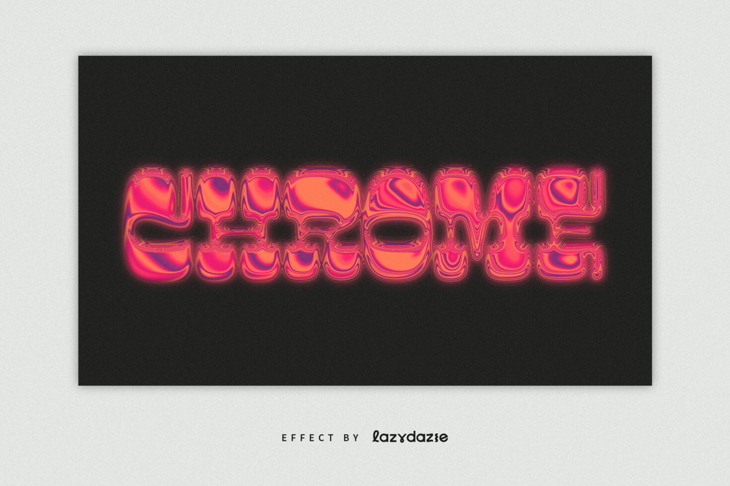 Retro chrome text effect in vibrant pink on a black background designed by Lazydazse perfect for graphic designers seeking unique typography assets.