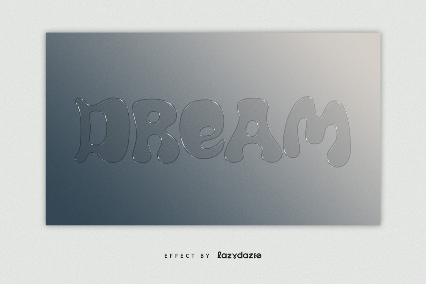 Dream text with subtle embossed glass effect on neutral gradient