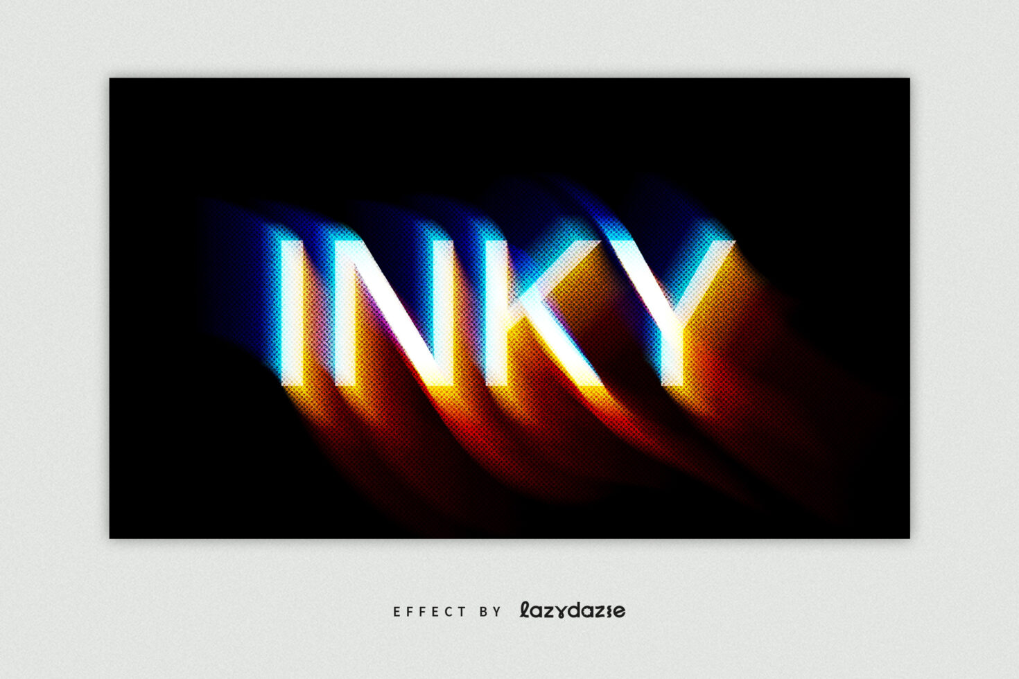 Colorful distorted text effect spelling INKY in bold gradient, perfect for graphic designers seeking unique typography and font styles in digital projects.