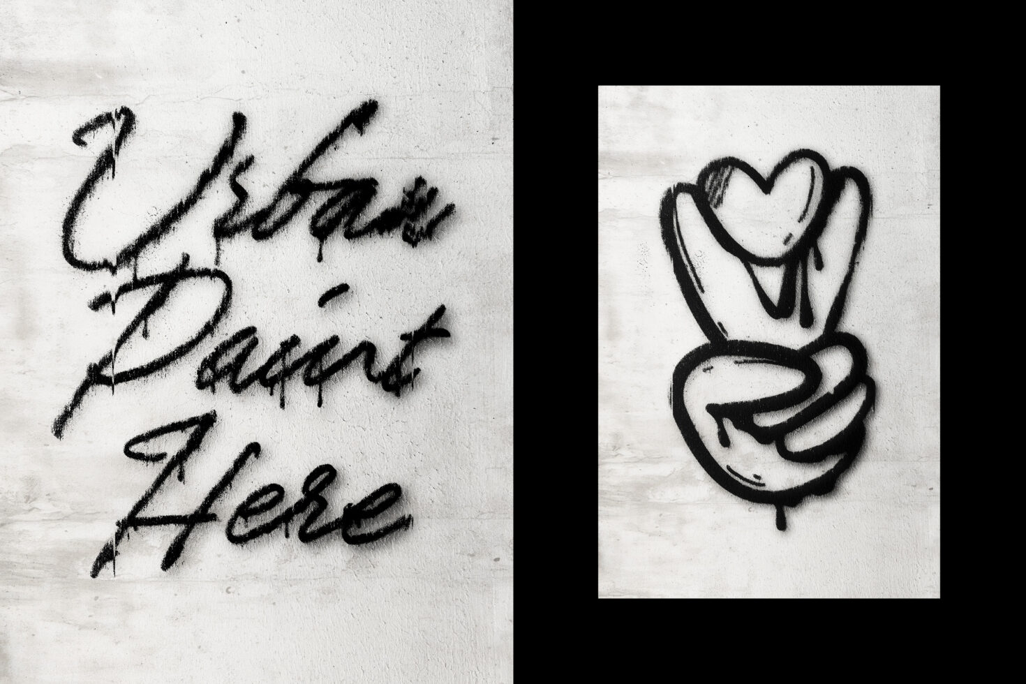 Urban graffiti text and peace sign symbol on concrete wall. Grunge street art design. Perfect for mockups graphics templates. Ideal for designers.
