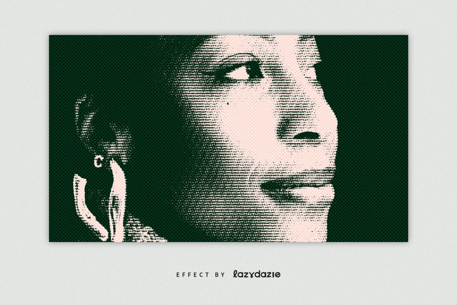 Pop art style graphic portrait of a woman in halftone effect suitable for designers. Ideal for digital mockups, templates, and creative graphics.