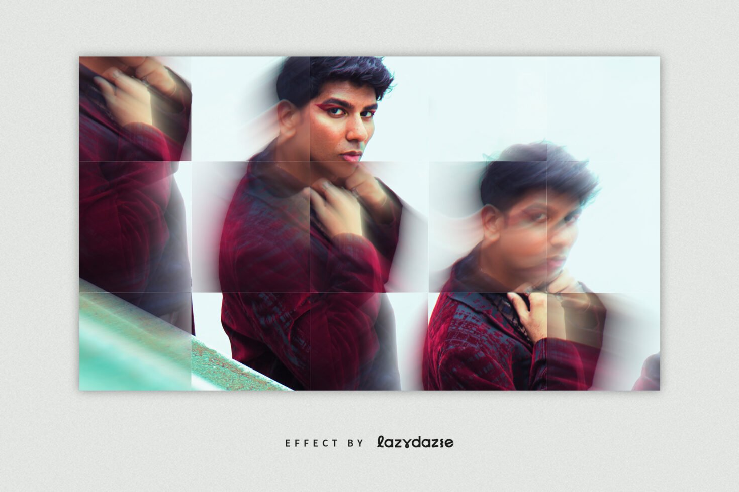 Digital asset showcasing abstract photo effect featuring a person with motion blur. Ideal for designers creating unique visual graphics and templates.
