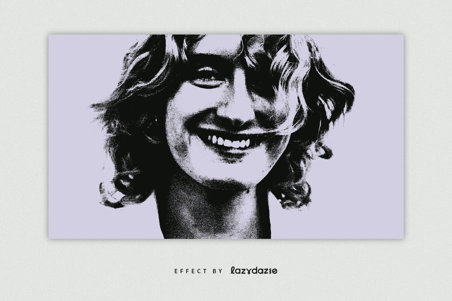 Portrait image with high contrast halftone effect featuring a smiling person. Ideal for graphic design projects. Keywords: Graphics, Design, Halftone Effect.