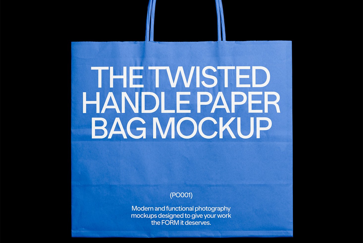 Blue twisted handle paper bag mockup featuring clean design perfect for showcasing logos and branding in modern, realistic style for designers.