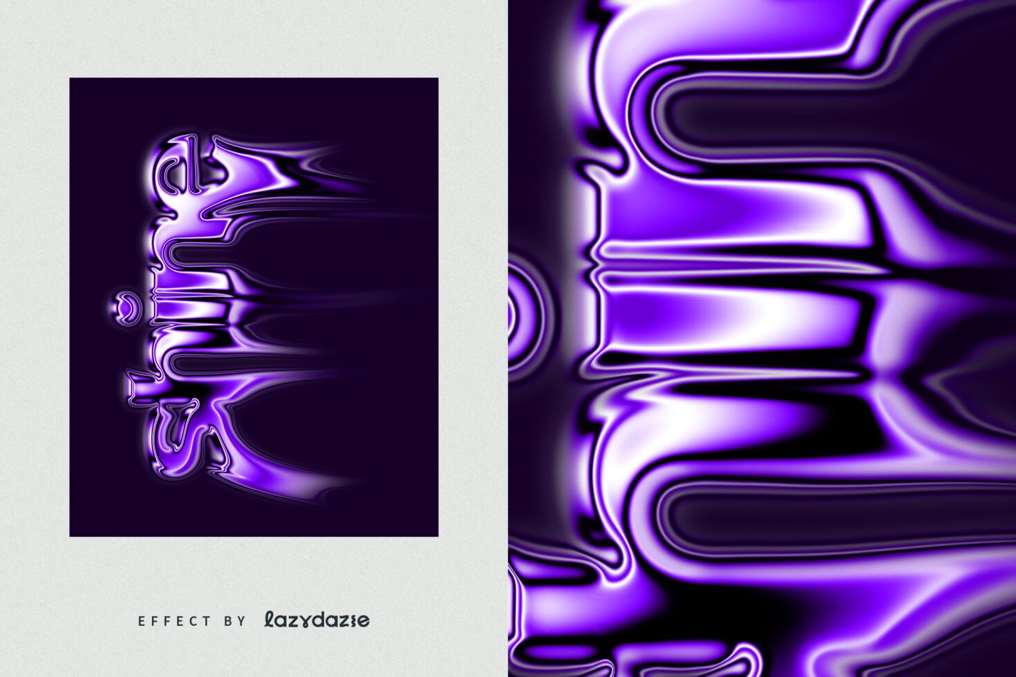 Purple abstract wavy text effect on dark background graphic design asset for designers bold typography template vibrant visuals digital marketplace