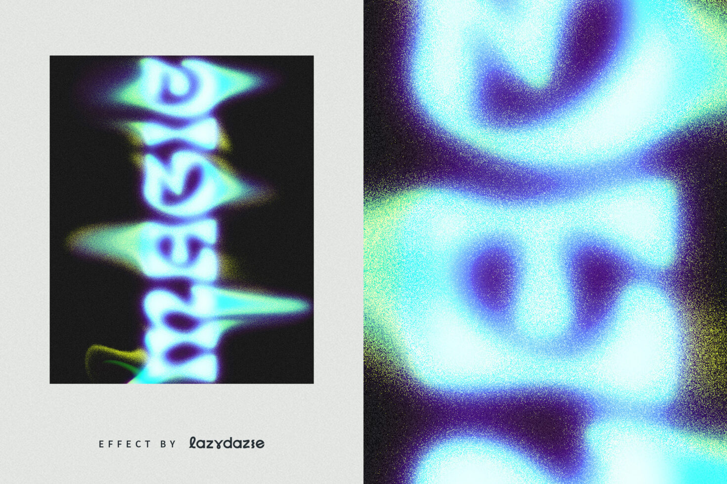 Abstract blurred neon typography effect with vibrant colors; digital asset for graphic design; perfect for creative templates and vibrant mockups.
