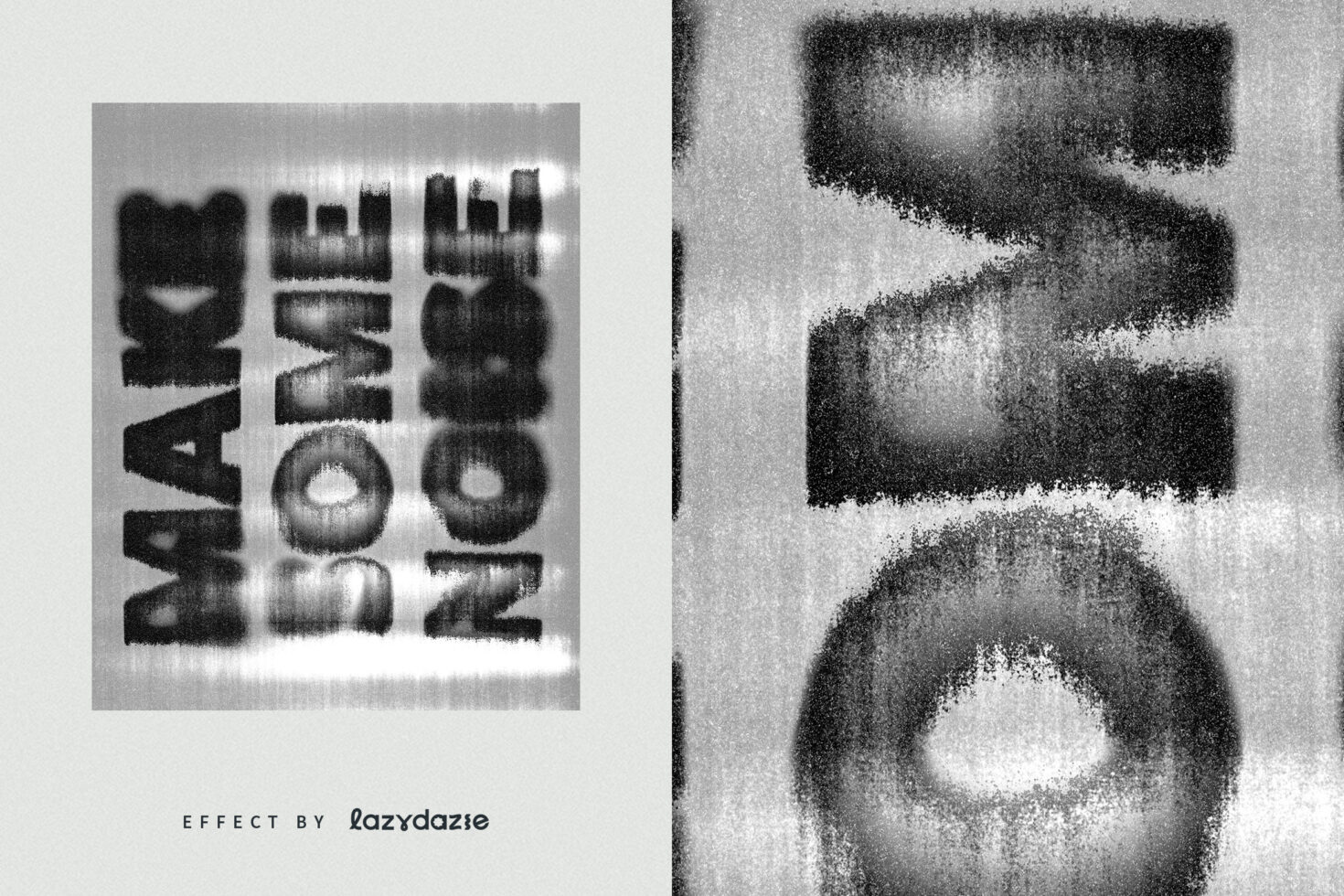 Bold typography with a grunge texture effect reading Make Some Noise in black and white, ideal for design projects and digital assets.
