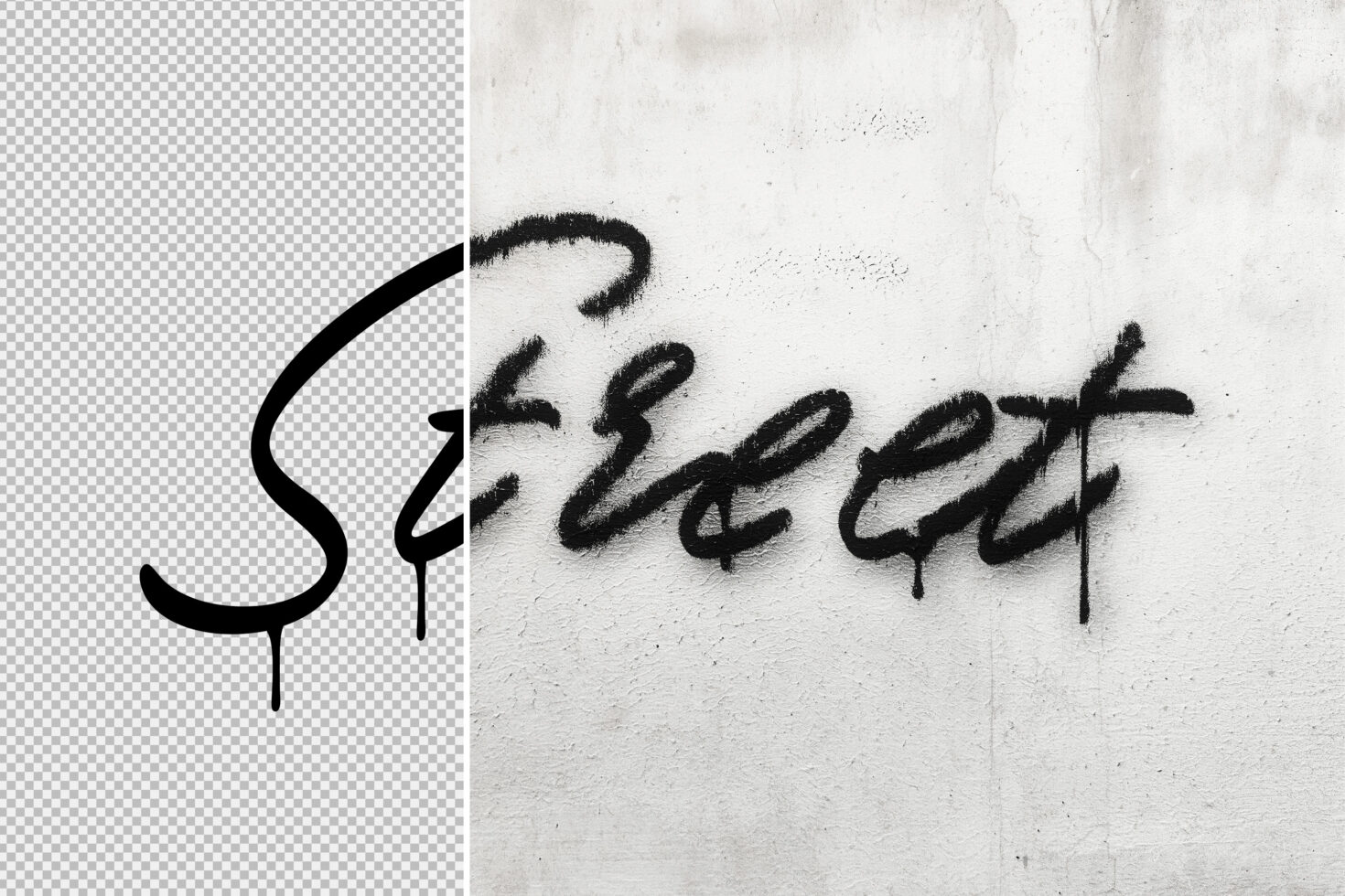 Graffiti text font design overlay transparent background urban street style template for graphic designers digital asset marketplace typography tool