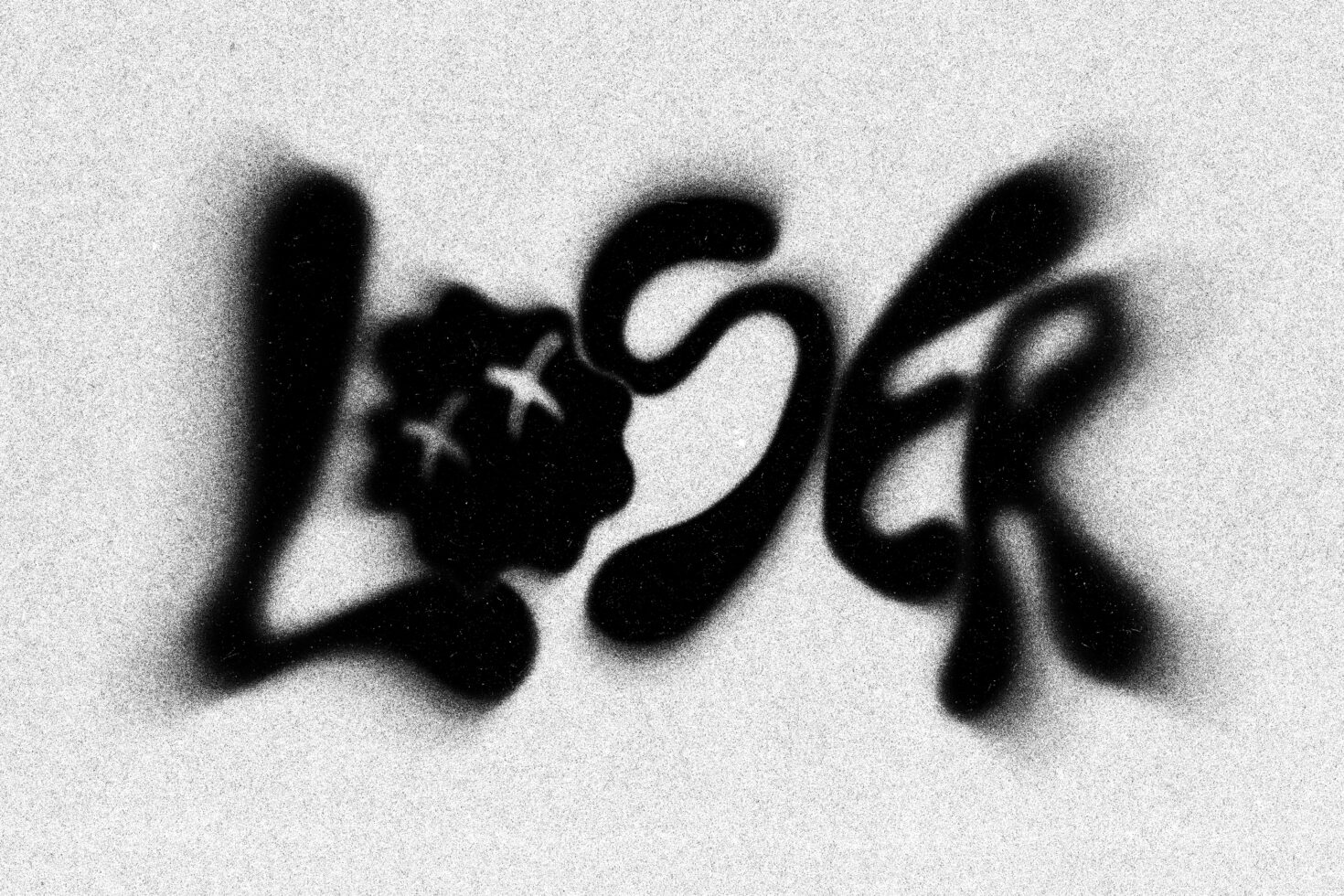Graffiti-style text graphic with urban spray paint effect reading Loser on grainy background ideal for rebellious design projects and street art themes.