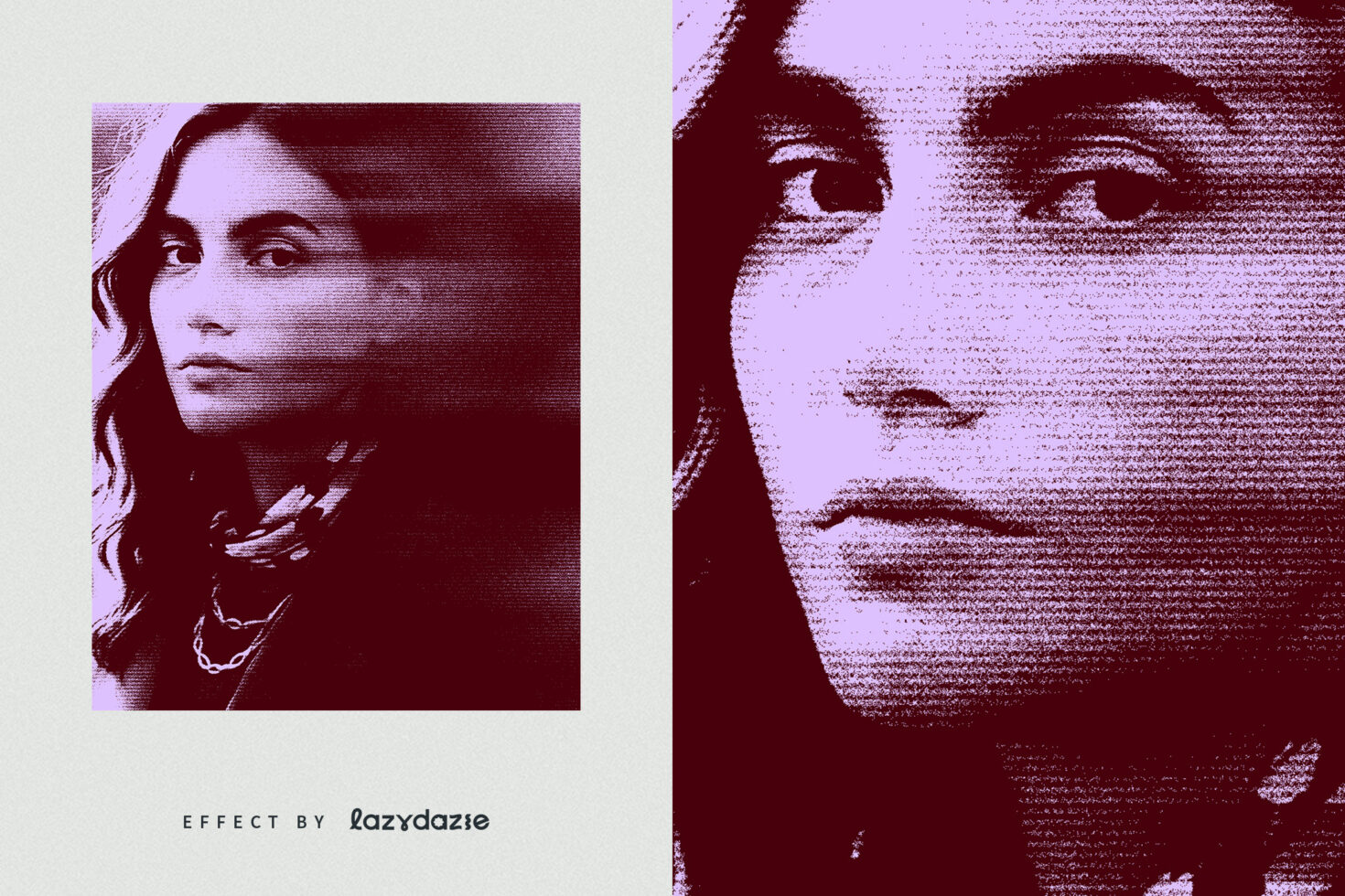Retro halftone portrait effect for designers high-res mockup textured graphic isolated background creative template visual assets vintage style