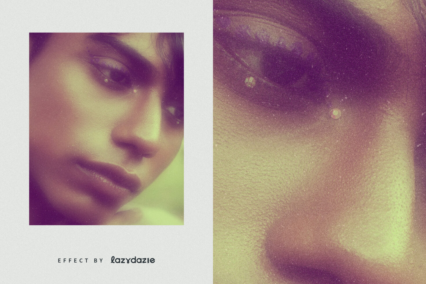 Artistic close-up portrait showing textured skin with grainy effect suitable for graphic design resources. Ideal for enhancing mockup templates.