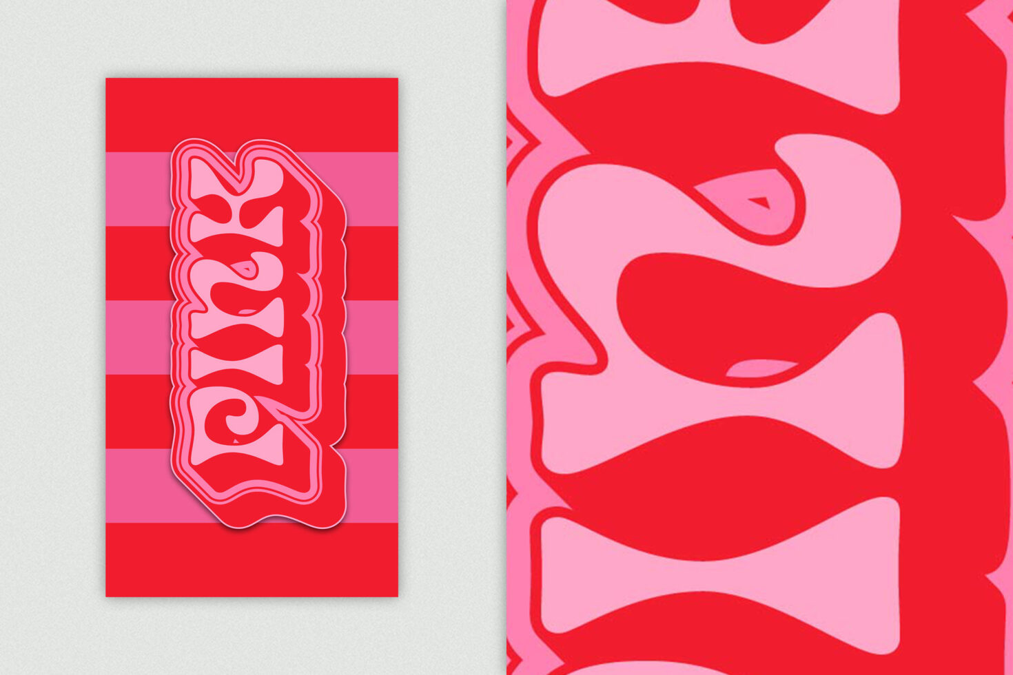 Vibrant abstract typography design with bold red and pink colors suitable for graphic templates. Ideal for designers seeking creative inspiration.