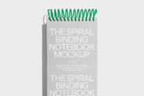 Spiral notebook mockup with shadow on light neutral background