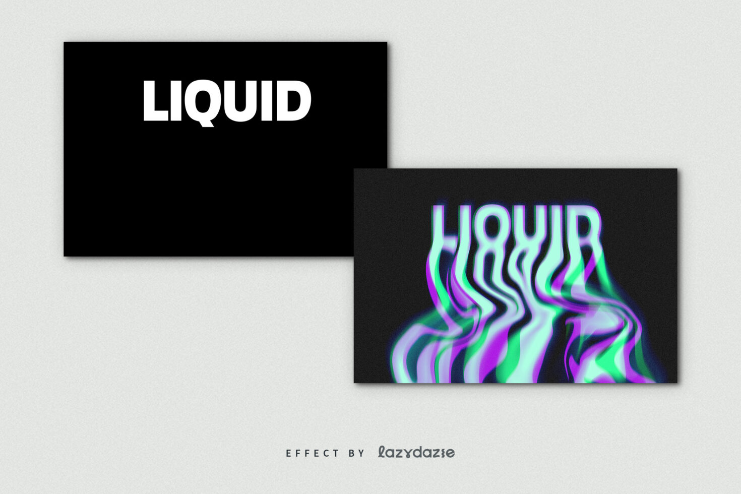 Liquid text effect template showcasing a dynamic distortion with vibrant colors suitable for graphics design mockups and creative digital design assets.