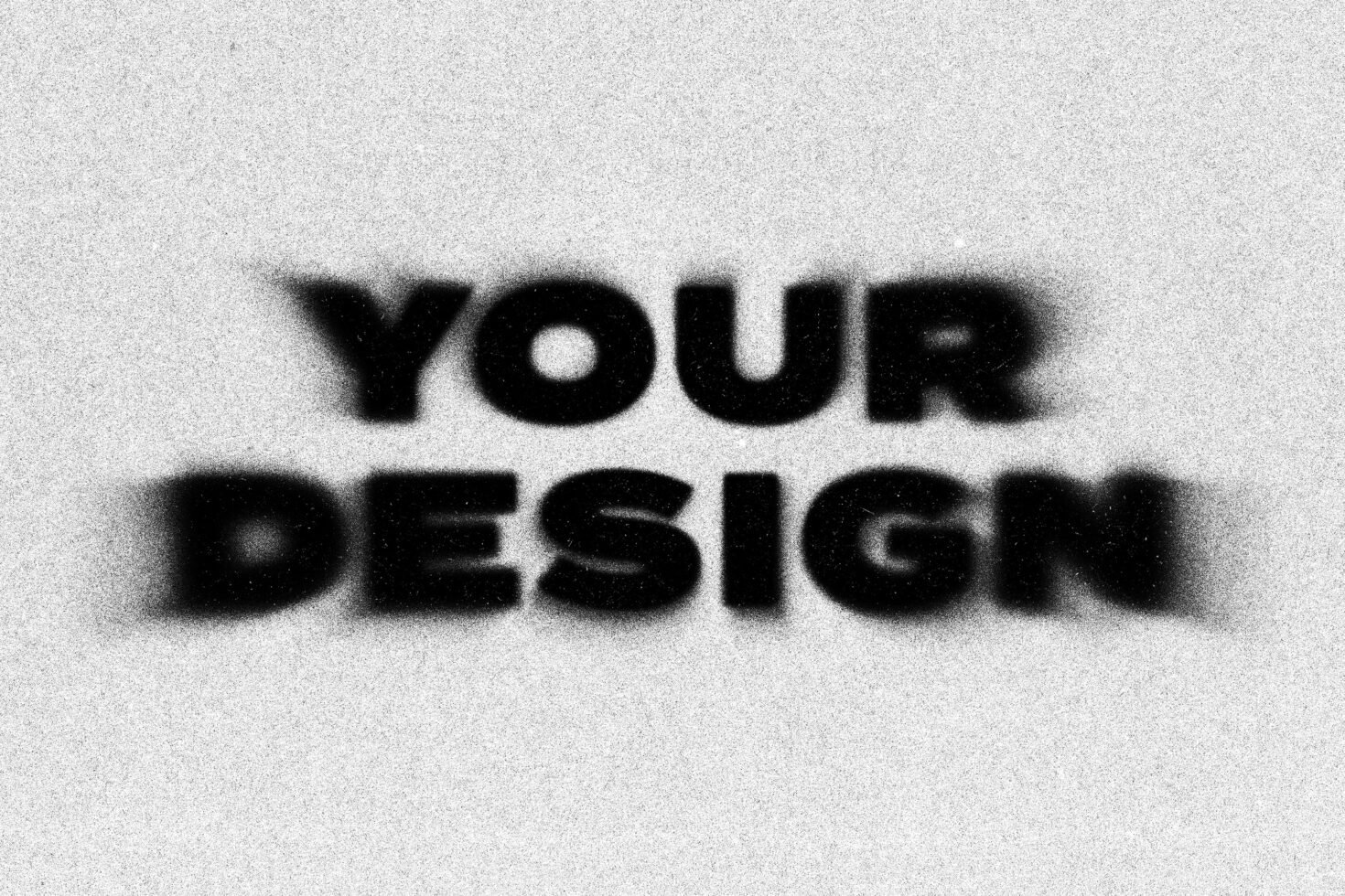 Blurry spray paint effect text mockup for designers customizable template grey gradient typography minimalistic digital asset for creative projects