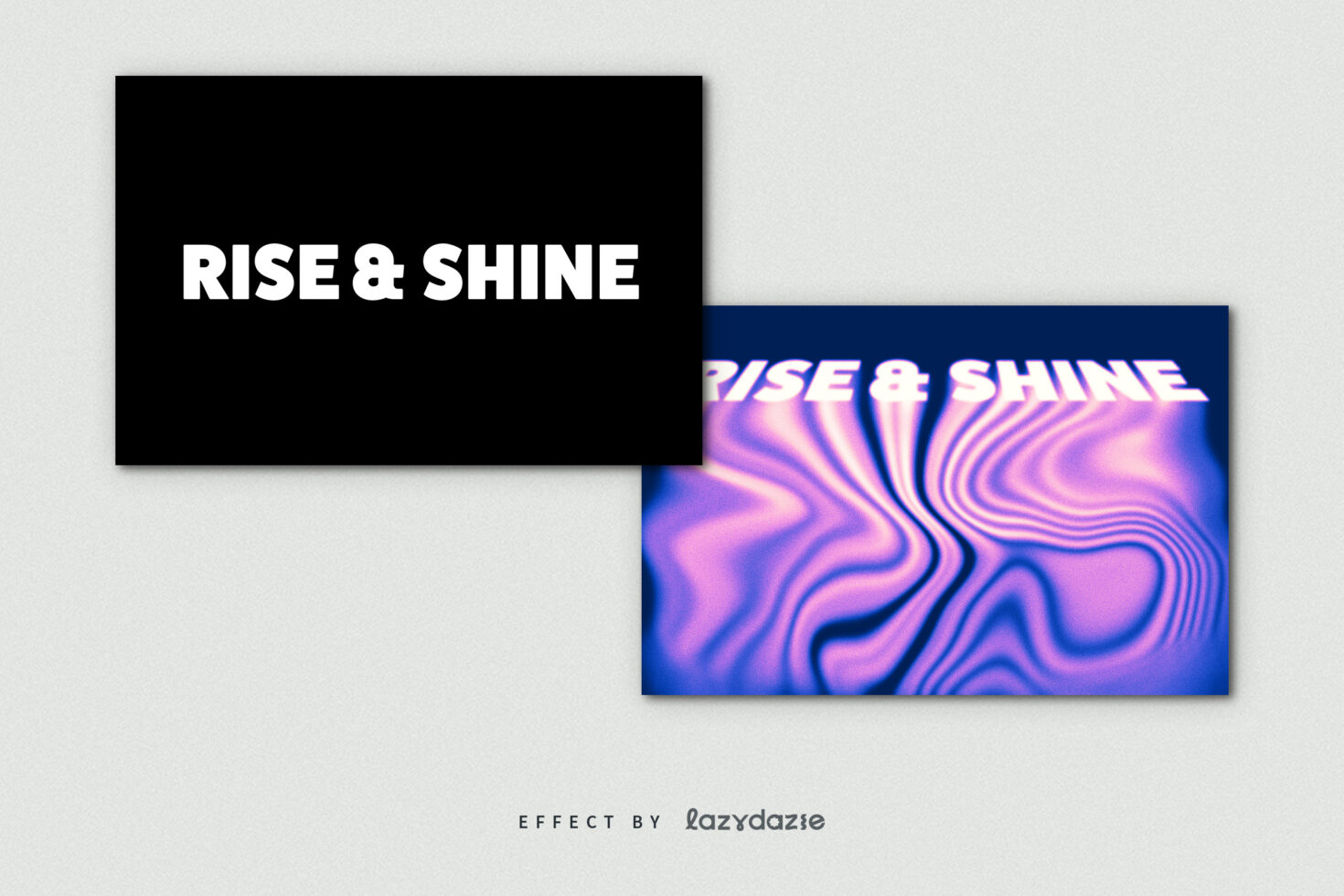 Typography template featuring bold text Rise and Shine with a wavy, psychedelic effect. Ideal for graphic designs, posters, and digital art projects.