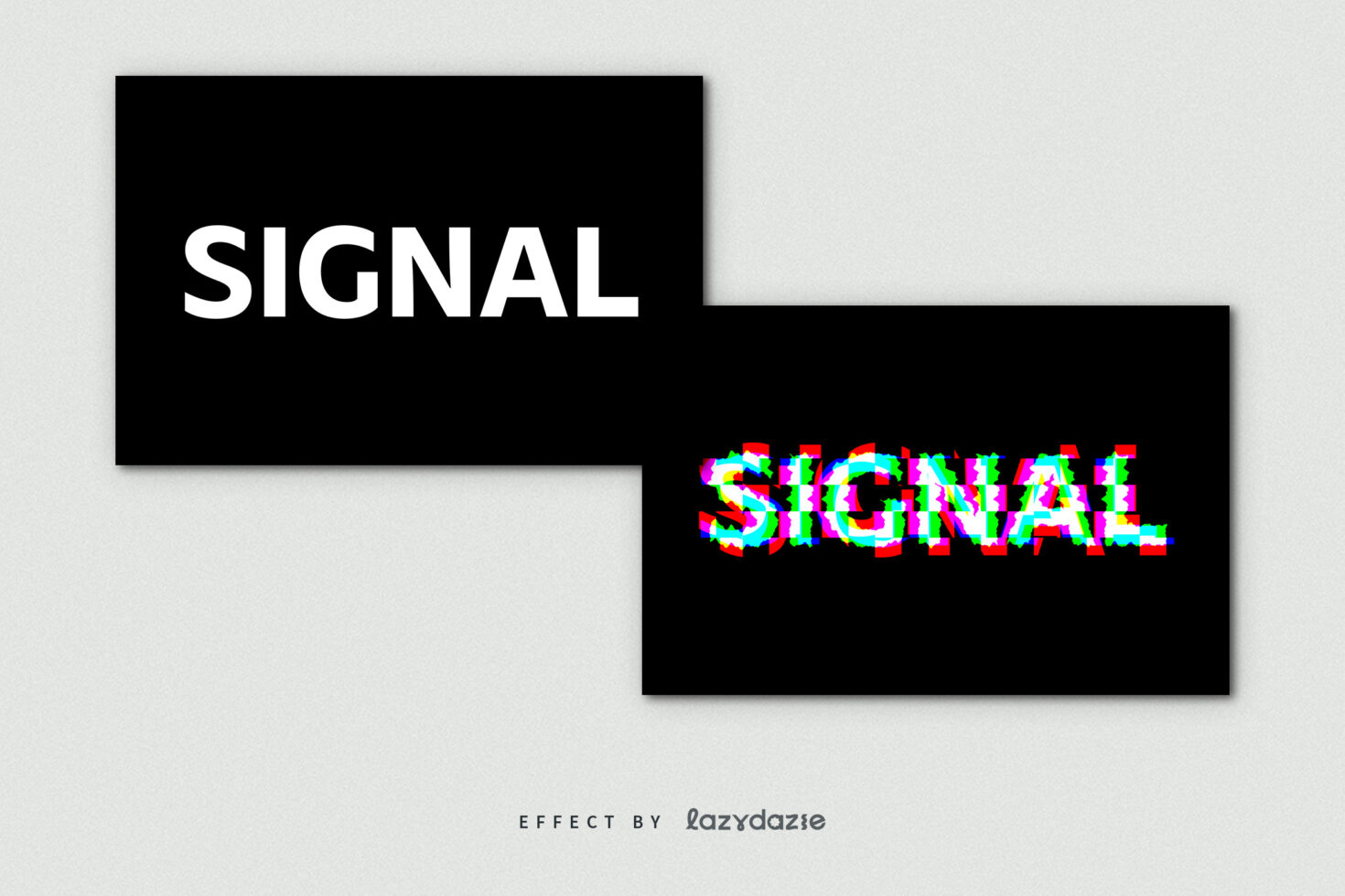 Digital design asset showcasing a bold text effect with a glitch distortion overlay. Perfect for creating modern, vibrant themes and typography mockups.