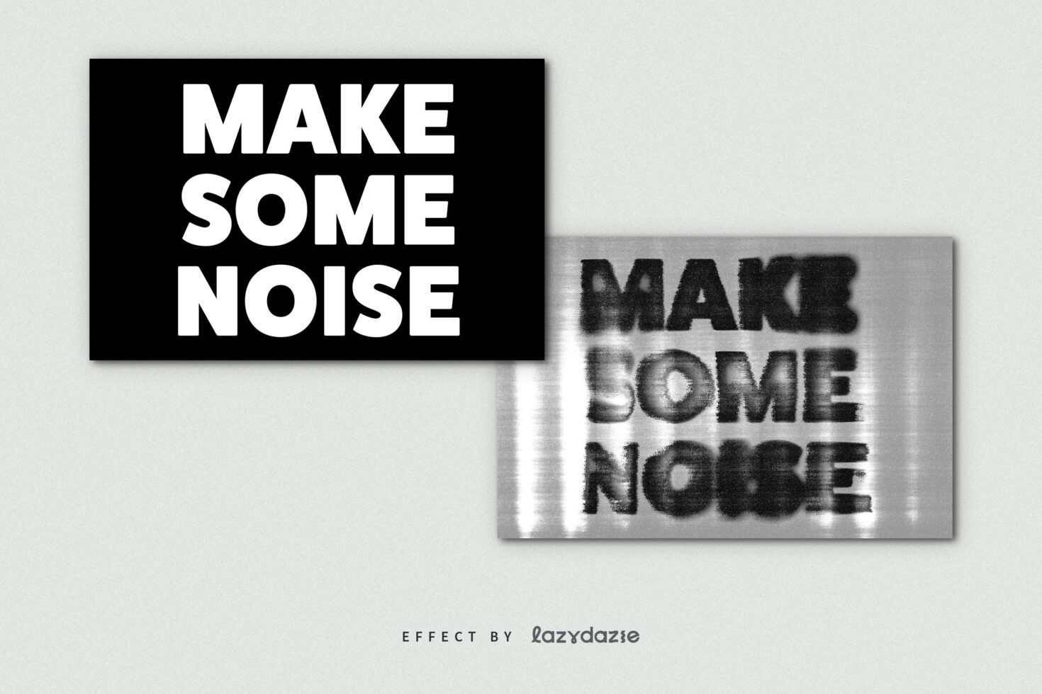Bold modern typography effect for graphic designers. Make Some Noise text in clear and distorted versions. Perfect for creative digital designs.