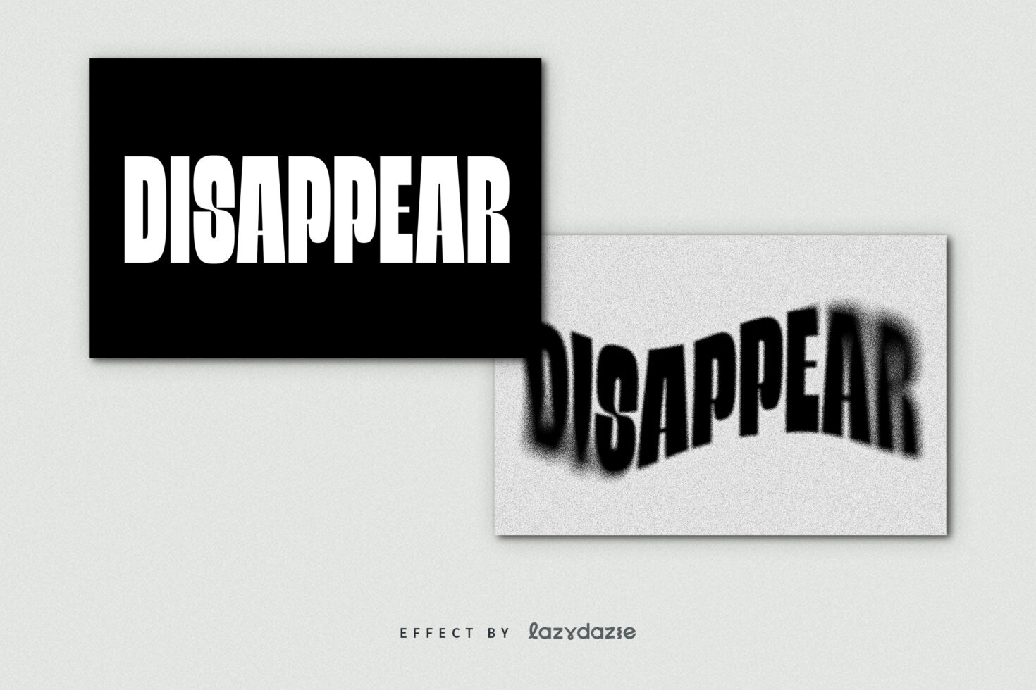 Text effect sample displaying the word Disappear with a distortion effect. Suitable for poster designs. Graphic resource for designers and artists.